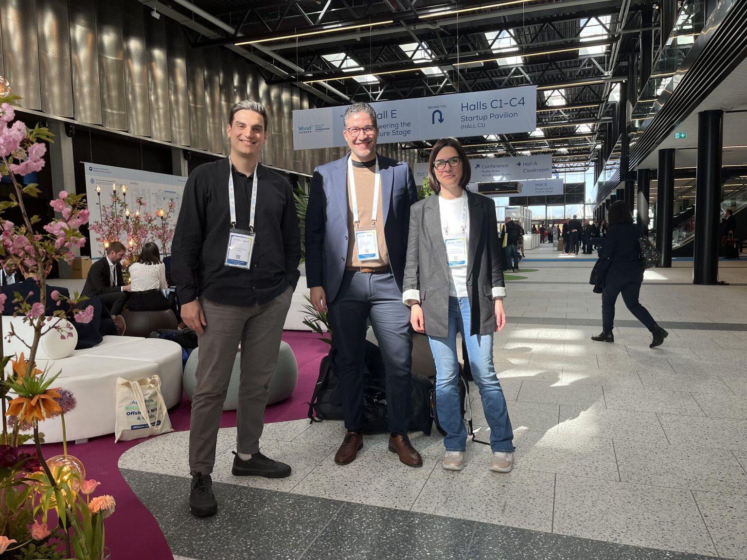 The NiD4OCEAN team at WindEurope - Antonios Emmanouil from Deltares, Juan Prado from NIVA and coordinator Marta Moyano from NIVA